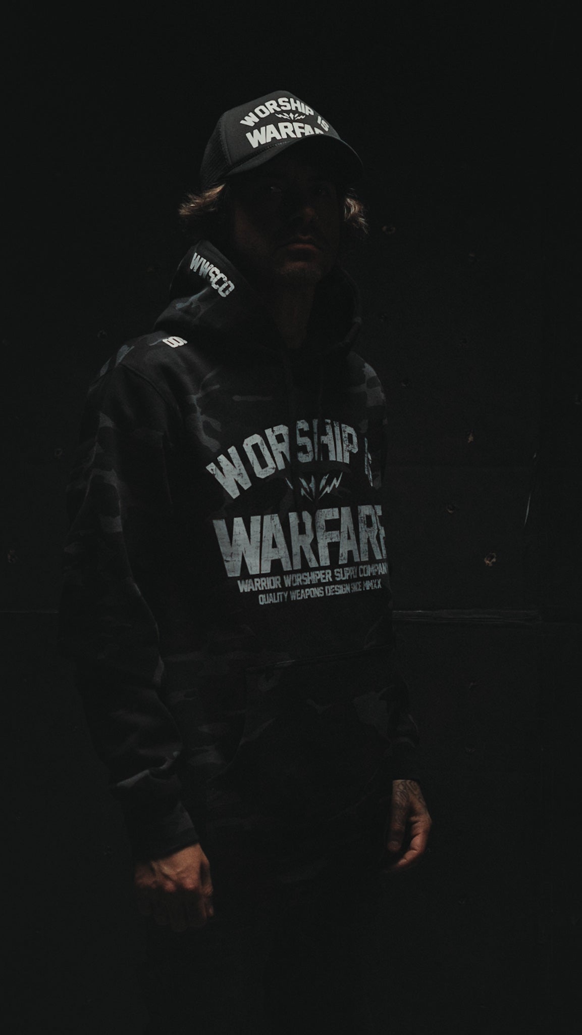 WORSHIP IS WARFARE V2 "PREMIUM" DARK CAMO HOODIE