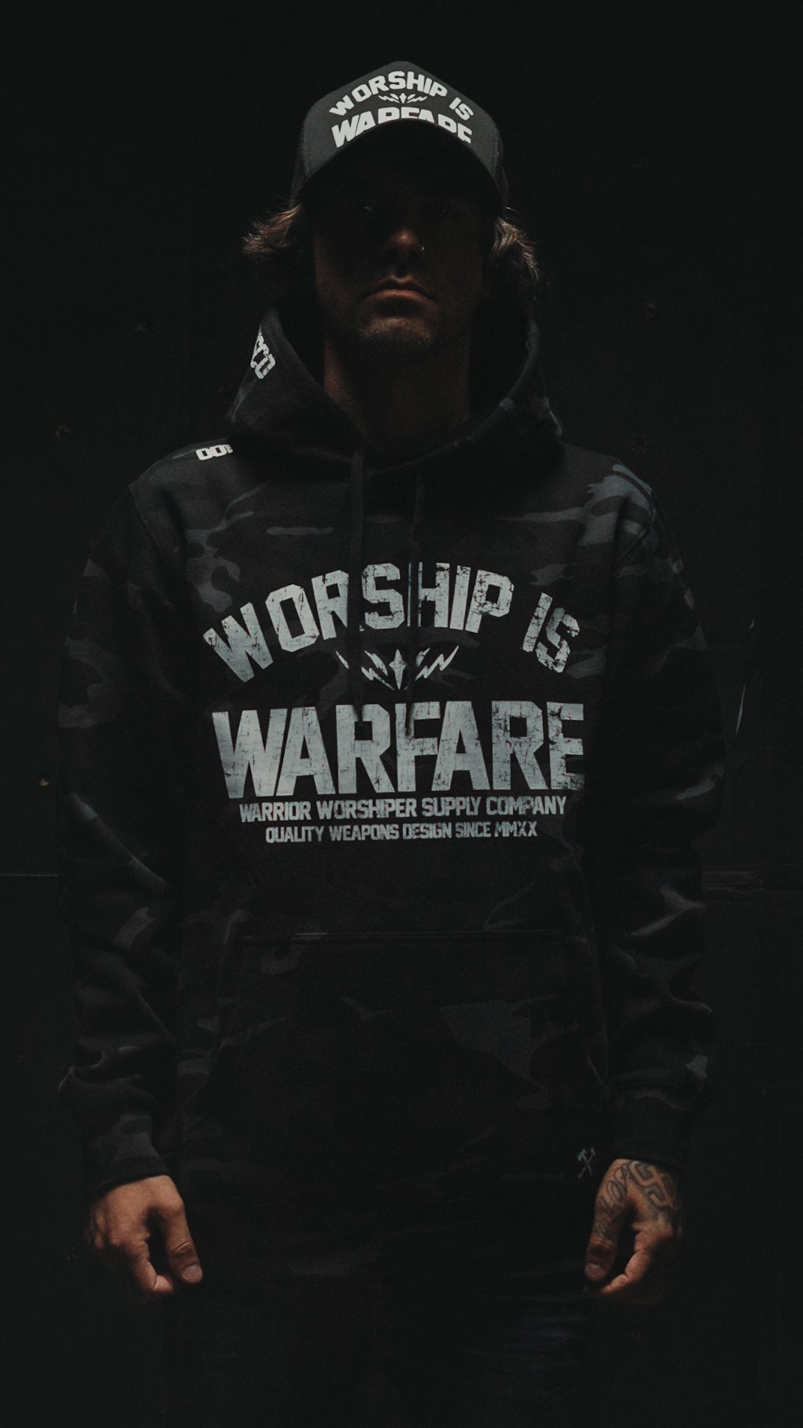WORSHIP IS WARFARE V2 "PREMIUM" DARK CAMO HOODIE