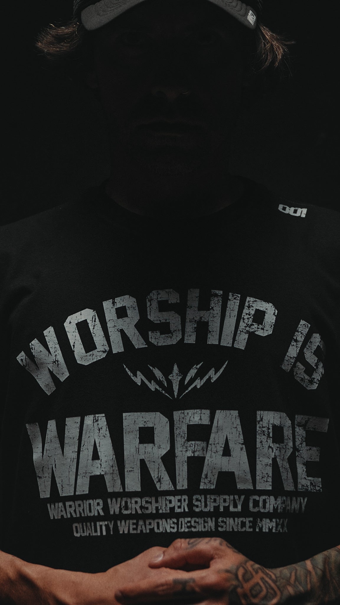 WORSHIP IS WARFARE V2 STANDARD ISSUE "PREMIUM" TEE IN BLACK