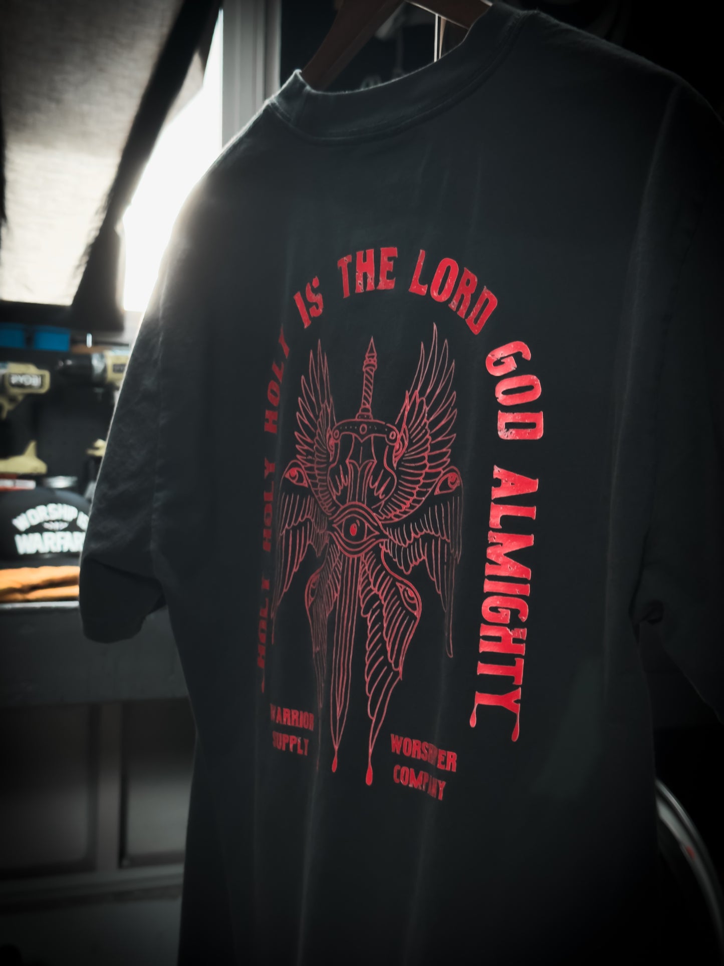 HOLY HOLY HOLY SERAPHIM "PREMIUM" HEAVY OVERSIZE TEE - FADED BLK