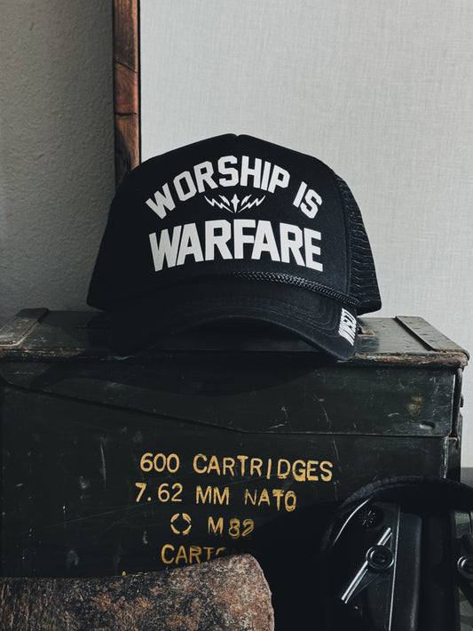 WORSHIP IS WARFARE TRUCKER HAT V2