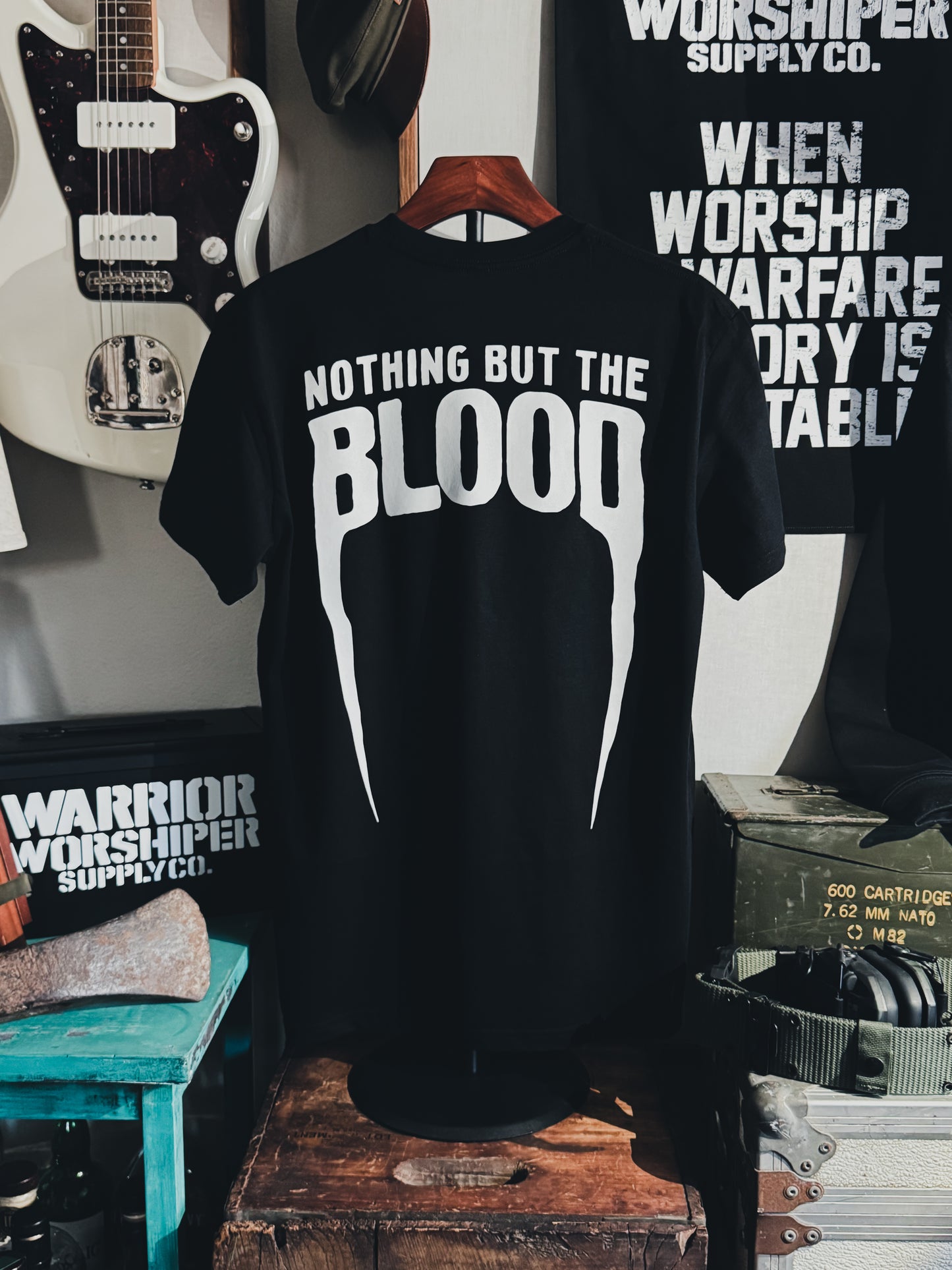 NOTHING BUT THE BLOOD "PREMIUM" CREW TEE IN BLACK