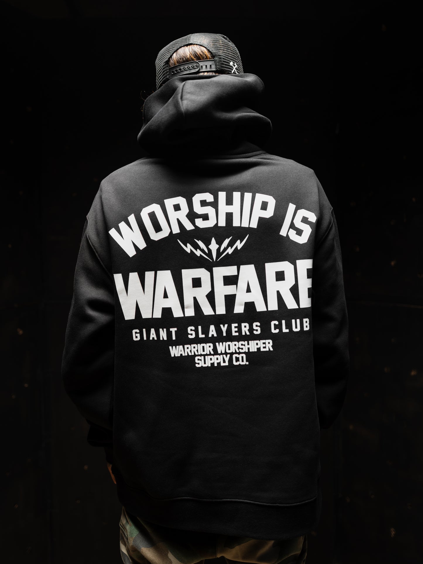 WORSHIP IS WARFARE V2 "PREMIUM" FLAGSHIP HOODIE IN BLACK