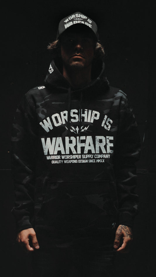 WORSHIP IS WARFARE V2 "PREMIUM" DARK CAMO HOODIE