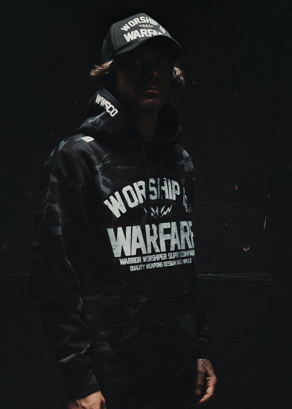 WORSHIP IS WARFARE V2 "PREMIUM" DARK CAMO HOODIE