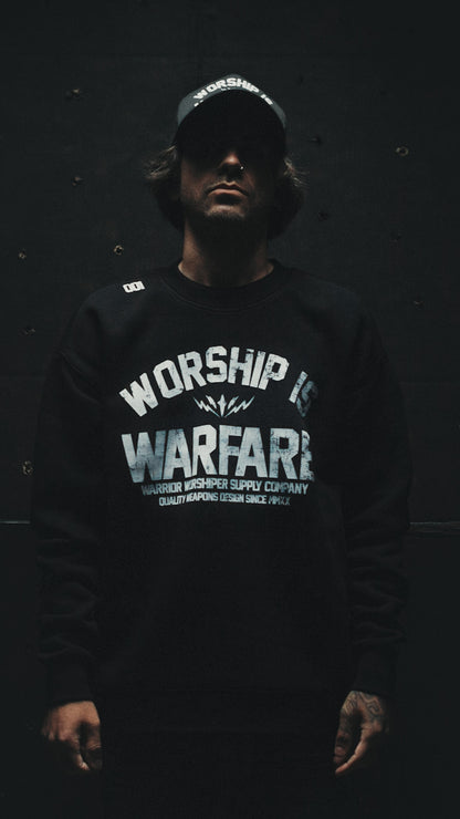 WORSHIP IS WARFARE V2 "PREMIUM" CREW NECK SWEATSHIRT IN BLACK [LIMITED]