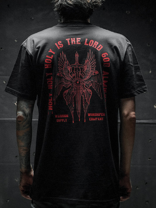 HOLY HOLY HOLY SERAPHIM "PREMIUM" STANDARD FIT TEE IN BLACK
