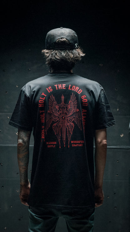 HOLY HOLY HOLY SERAPHIM "PREMIUM" STANDARD FIT TEE IN BLACK