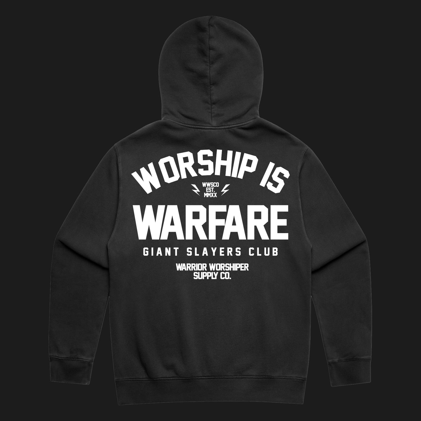 WORSHIP IS WARFARE - RELAX FIT - FADED BLK HOODIE