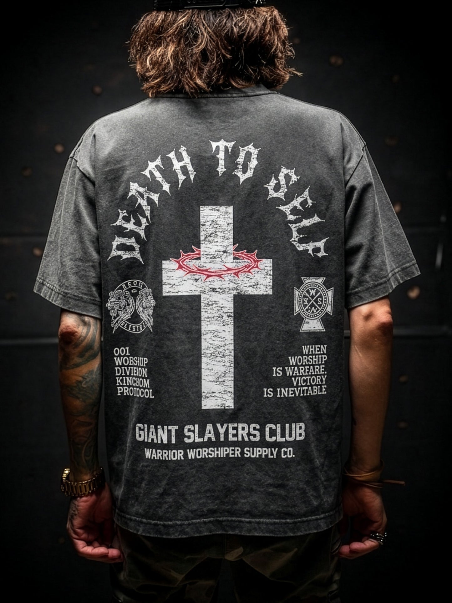 [NEW] DEATH TO SELF "PREMIUM" OVERSIZED CROP TEE IN VINTAGE BLACK 7.5 oz