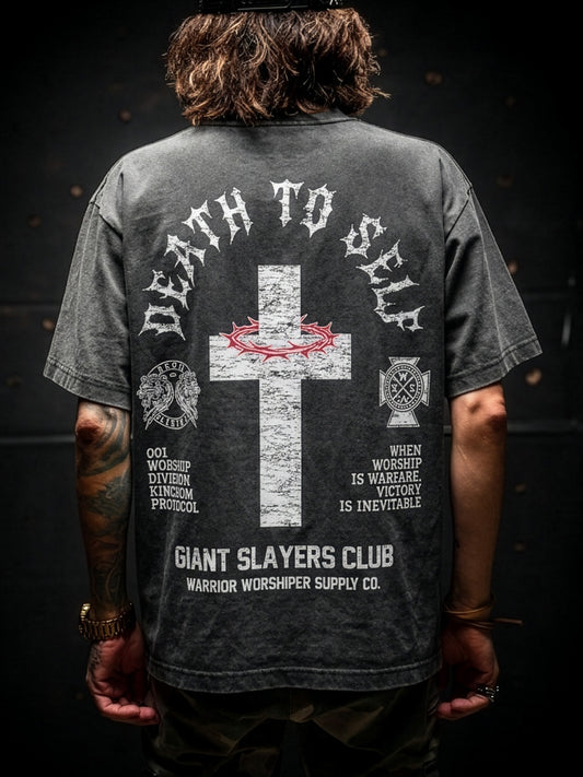 [NEW] DEATH TO SELF "PREMIUM" OVERSIZED CROP TEE IN VINTAGE BLACK 7.5 oz