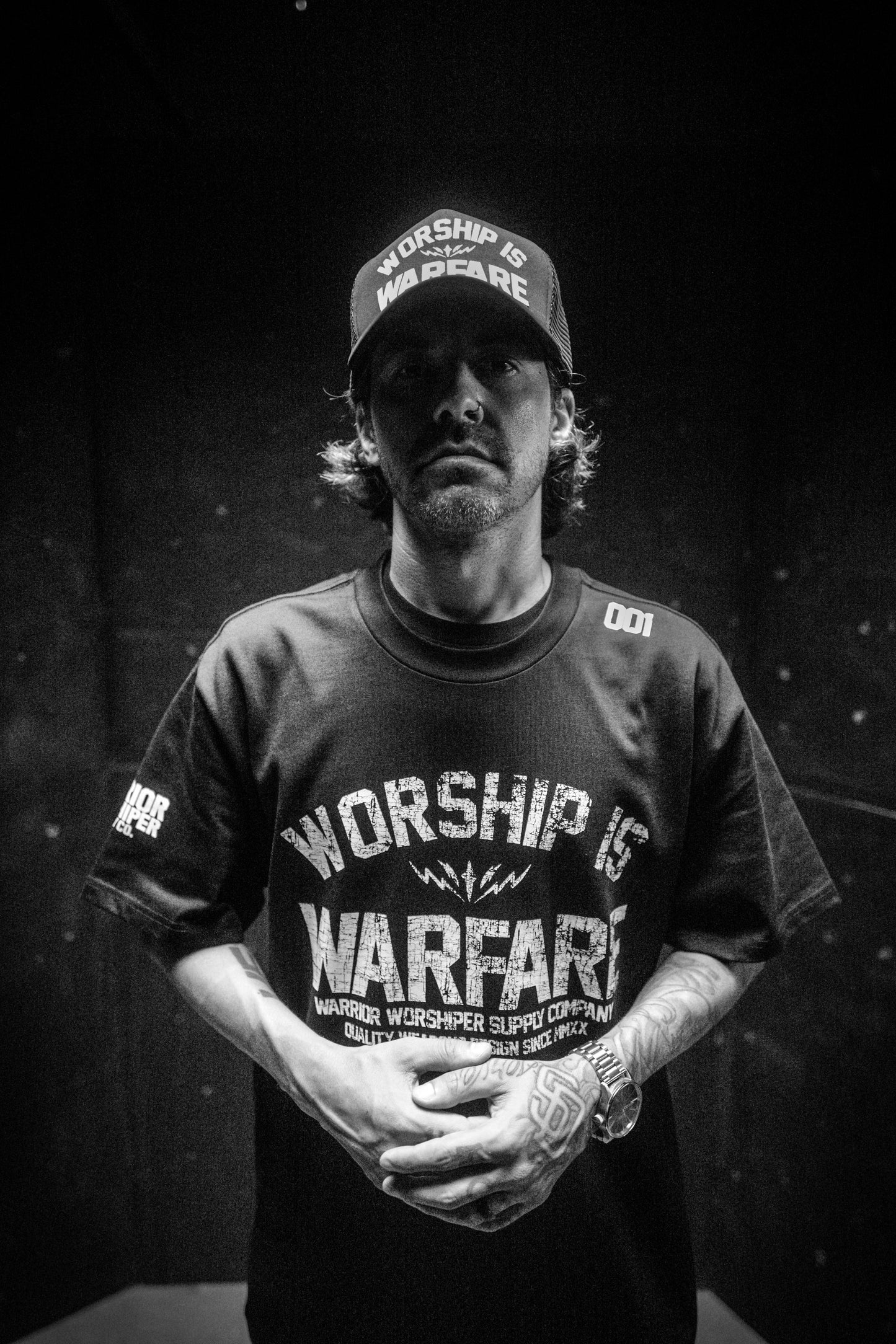WORSHIP IS WARFARE V2 "PREMIUM" HEAVY KNIT TEE IN BLACK
