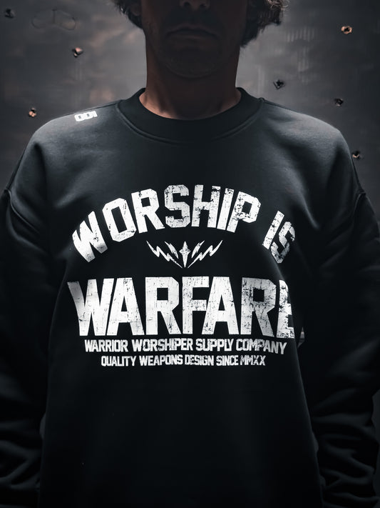 WORSHIP IS WARFARE V2 "PREMIUM" CREW NECK SWEATSHIRT IN BLACK [LIMITED]