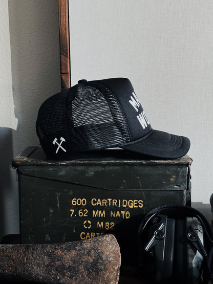 MADE TO WORSHIP TRUCKER HAT IN BLACK