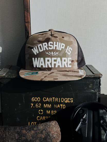 WORSHIP IS WARFARE TAN CAMO SNAPBACK HAT [SMALL BATCH]