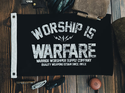 WORSHIP IS WARFARE SMALL CANVAS FLAG (LIMITED)