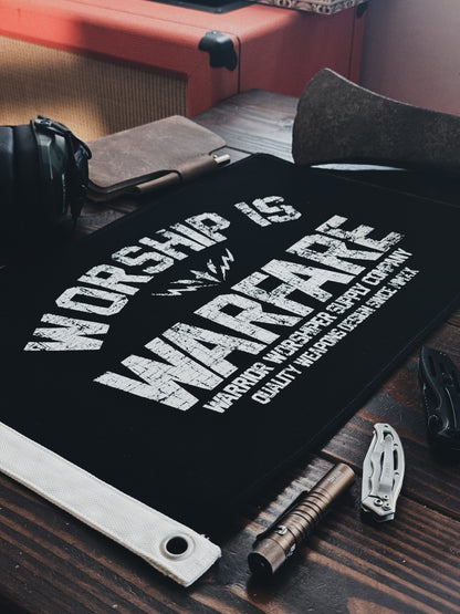WORSHIP IS WARFARE SMALL CANVAS FLAG (LIMITED)