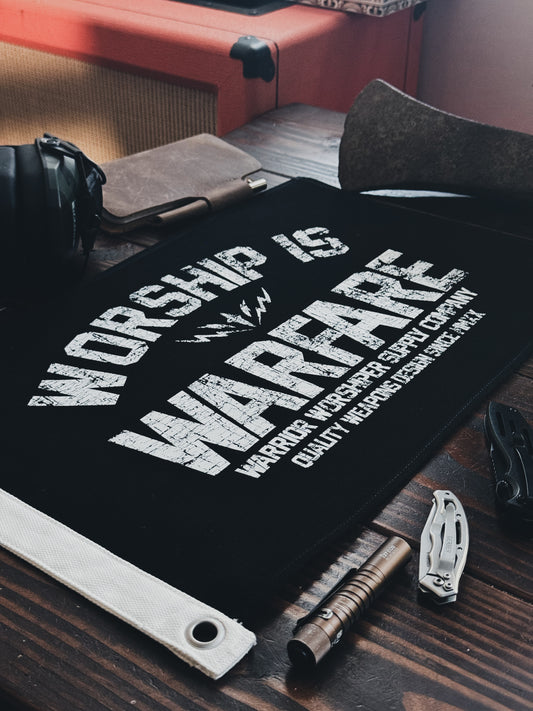 WORSHIP IS WARFARE SMALL CANVAS FLAG (LIMITED)