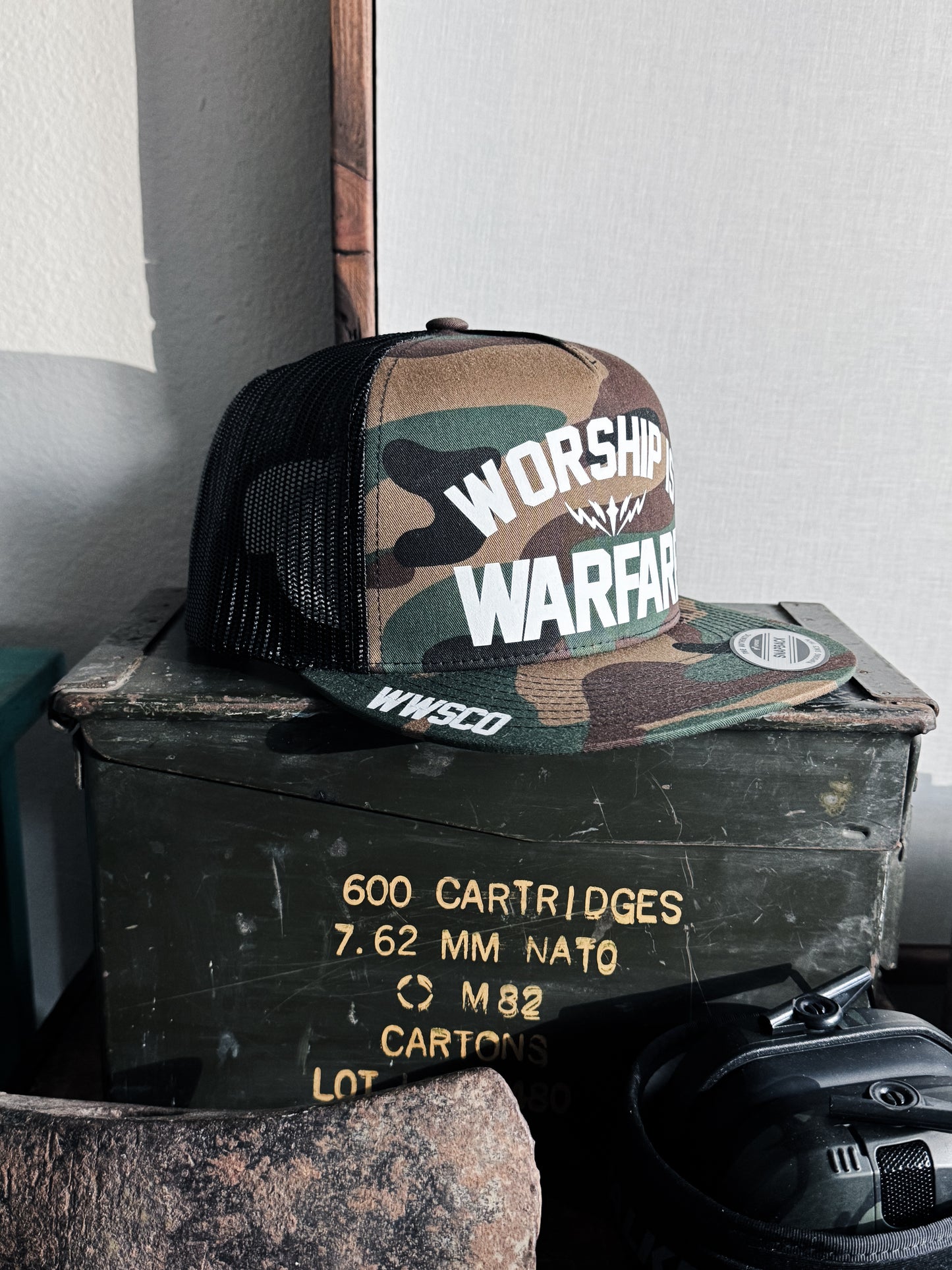 WORSHIP IS WARFARE CAMO SNAPBACK HAT [SMALL BATCH]