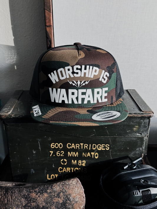 WORSHIP IS WARFARE CAMO SNAPBACK HAT [LIMITED]
