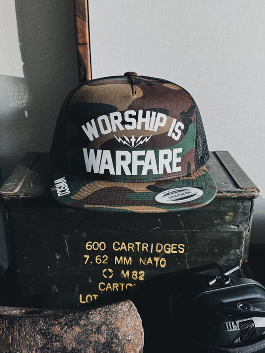 WORSHIP IS WARFARE CAMO SNAPBACK HAT [LIMITED]