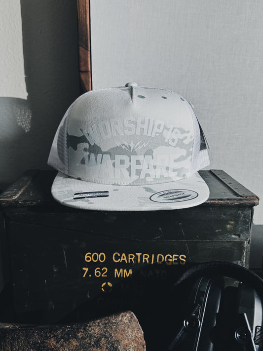 WORSHIP IS WARFARE CAMO SNAPBACK HAT [WHITEOUT LIMITED]