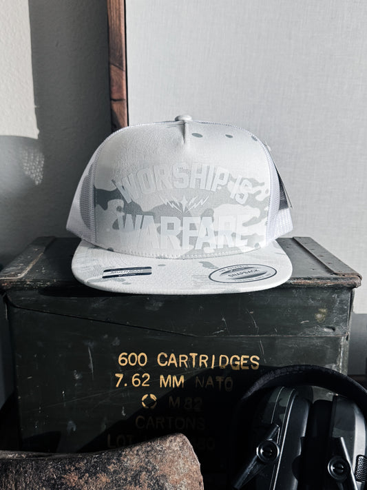 WORSHIP IS WARFARE CAMO SNAPBACK HAT [WHITEOUT LIMITED]