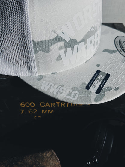 WORSHIP IS WARFARE CAMO SNAPBACK HAT [WHITEOUT LIMITED]