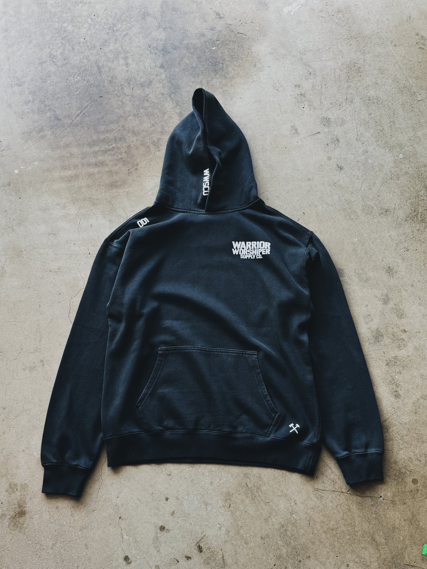 WORSHIP IS WARFARE V1  "PREMIUM" FADED BLACK HOODIE - RELAX FIT [LIMITED]