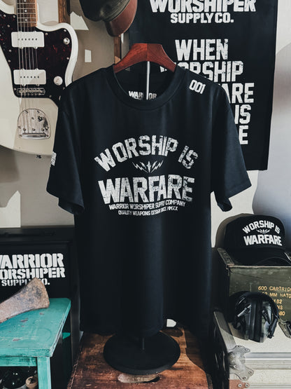 WORSHIP IS WARFARE V2 "PREMIUM" HEAVY KNIT TEE IN BLACK