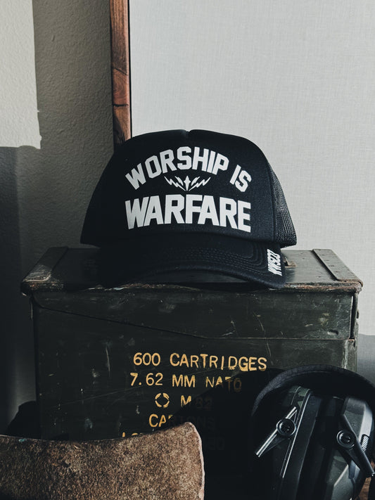 WORSHIP IS WARFARE FOAM TRUCKER HAT V2