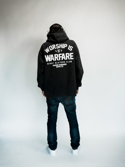 WORSHIP IS WARFARE - RELAX FIT - FADED BLK HOODIE