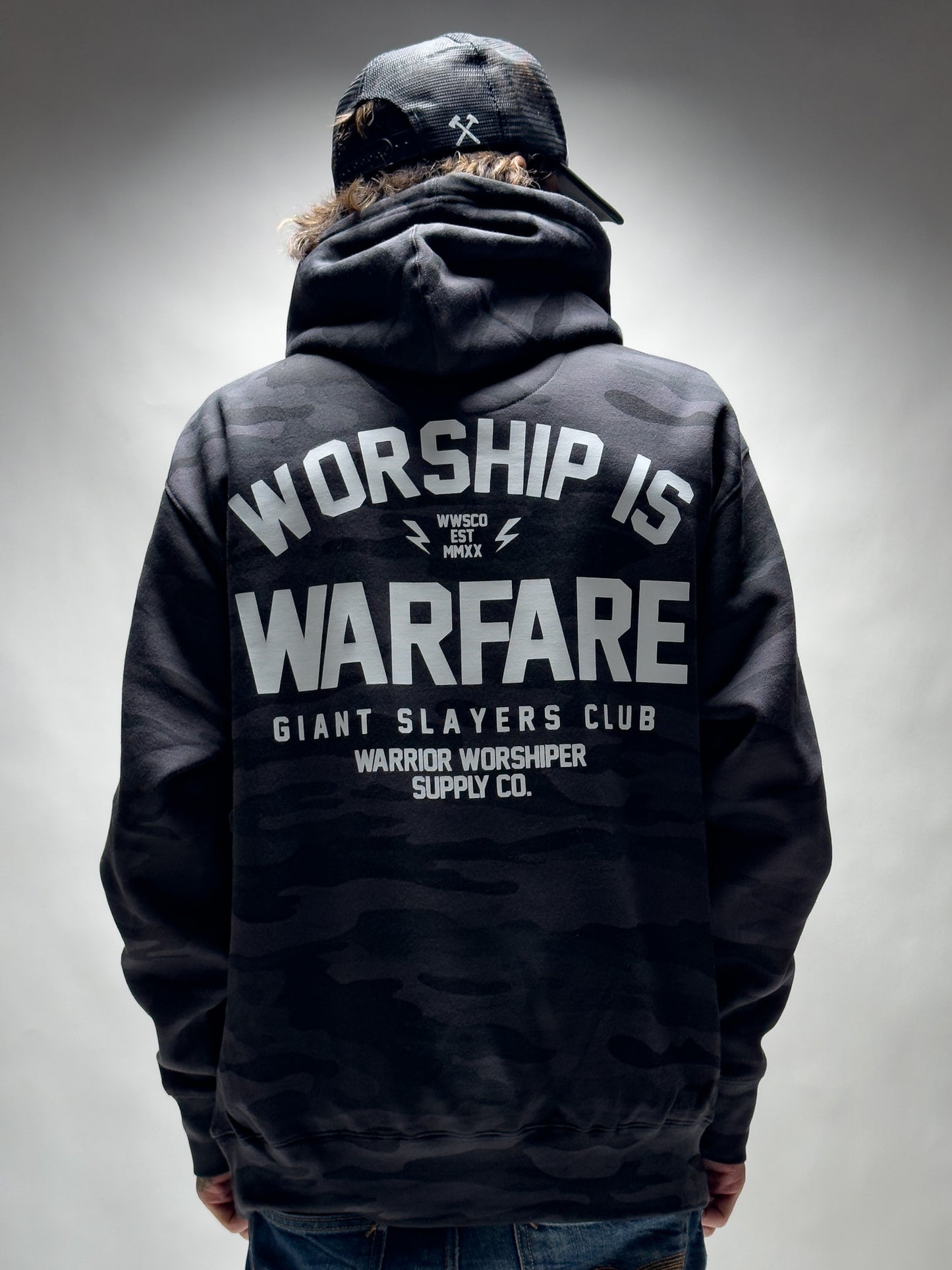 WORSHIP IS WARFARE V1 "PREMIUM" MIDNIGHT CAMO HOODIE [LIMITED]