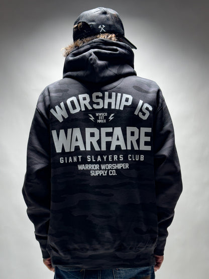 WORSHIP IS WARFARE V1 "PREMIUM" MIDNIGHT CAMO HOODIE [LIMITED]
