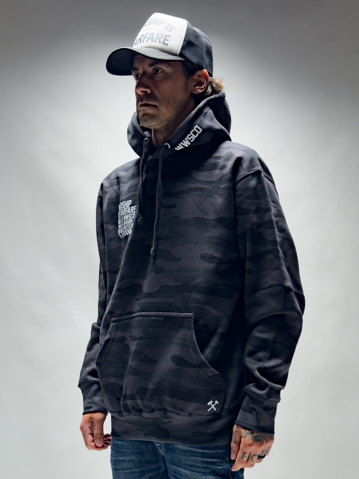 WORSHIP IS WARFARE V1 "PREMIUM" MIDNIGHT CAMO HOODIE [LIMITED]