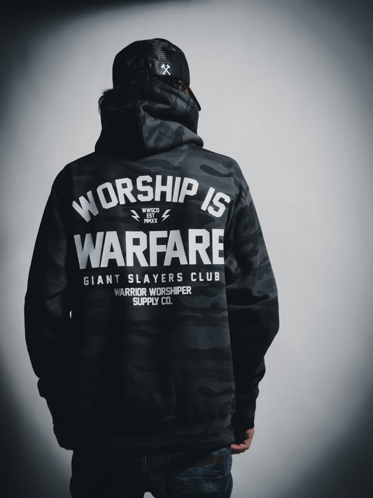 WORSHIP IS WARFARE V1 "PREMIUM" MIDNIGHT CAMO HOODIE [LIMITED]