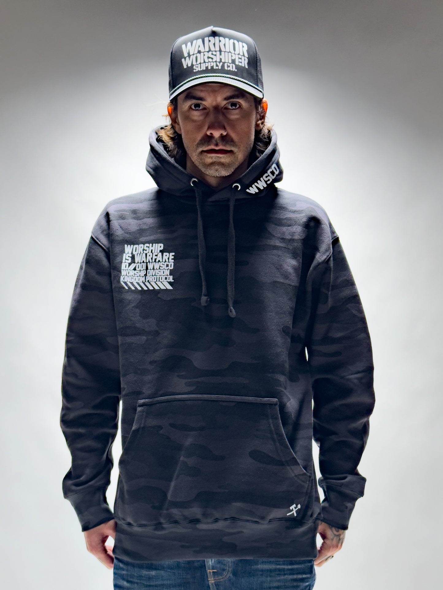 WORSHIP IS WARFARE V1 "PREMIUM" MIDNIGHT CAMO HOODIE [LIMITED]