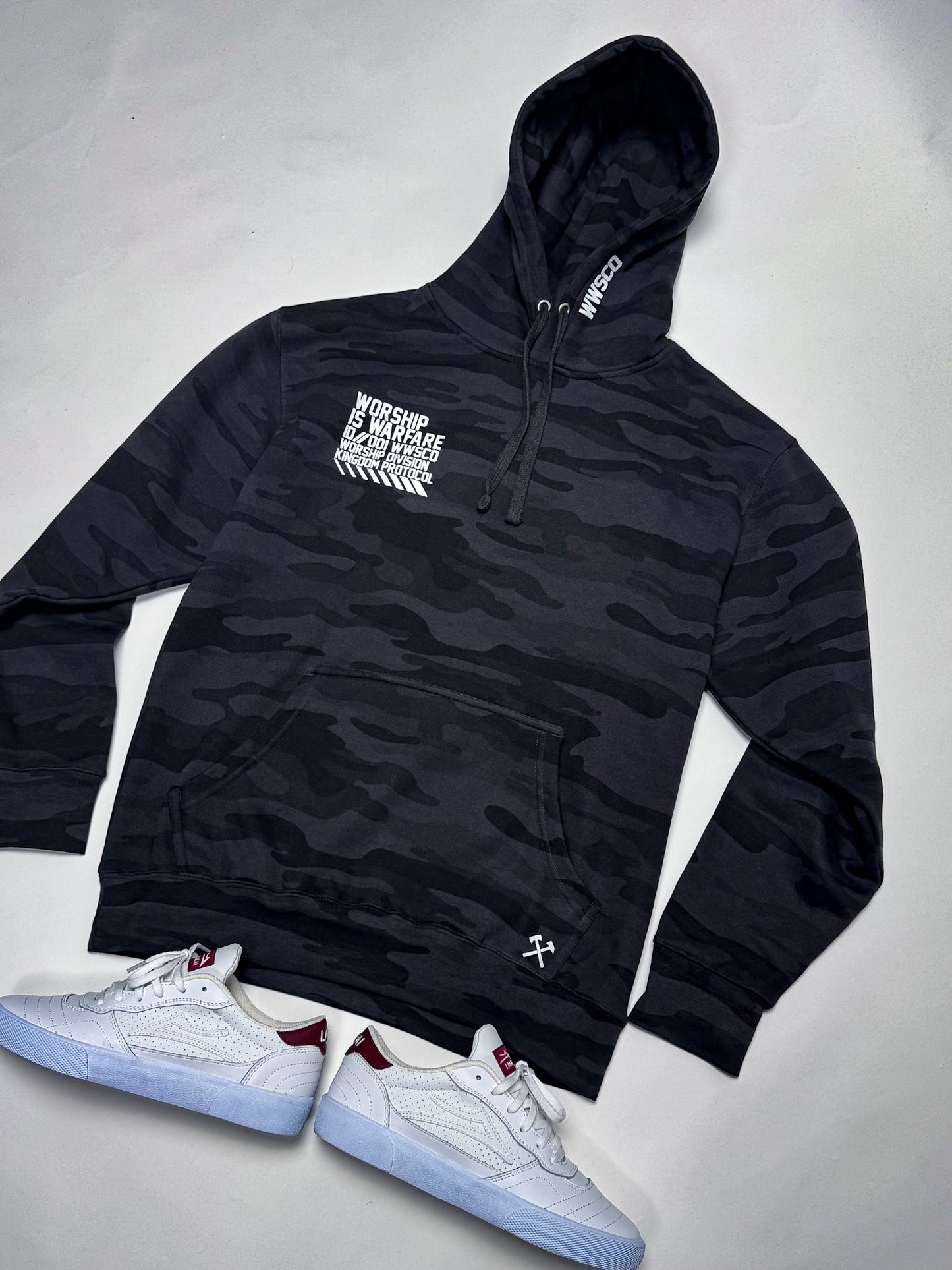WORSHIP IS WARFARE V1 "PREMIUM" MIDNIGHT CAMO HOODIE [LIMITED]