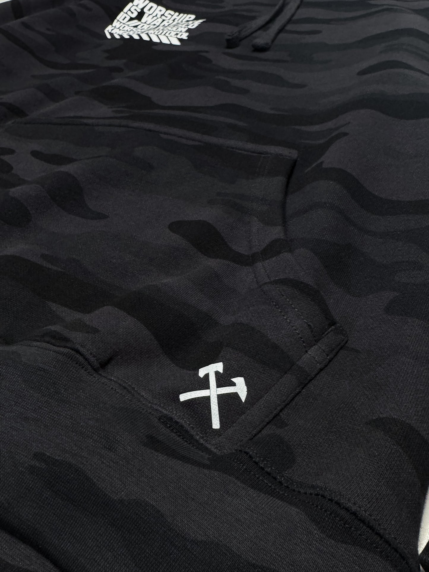 WORSHIP IS WARFARE V1 "PREMIUM" MIDNIGHT CAMO HOODIE [LIMITED]