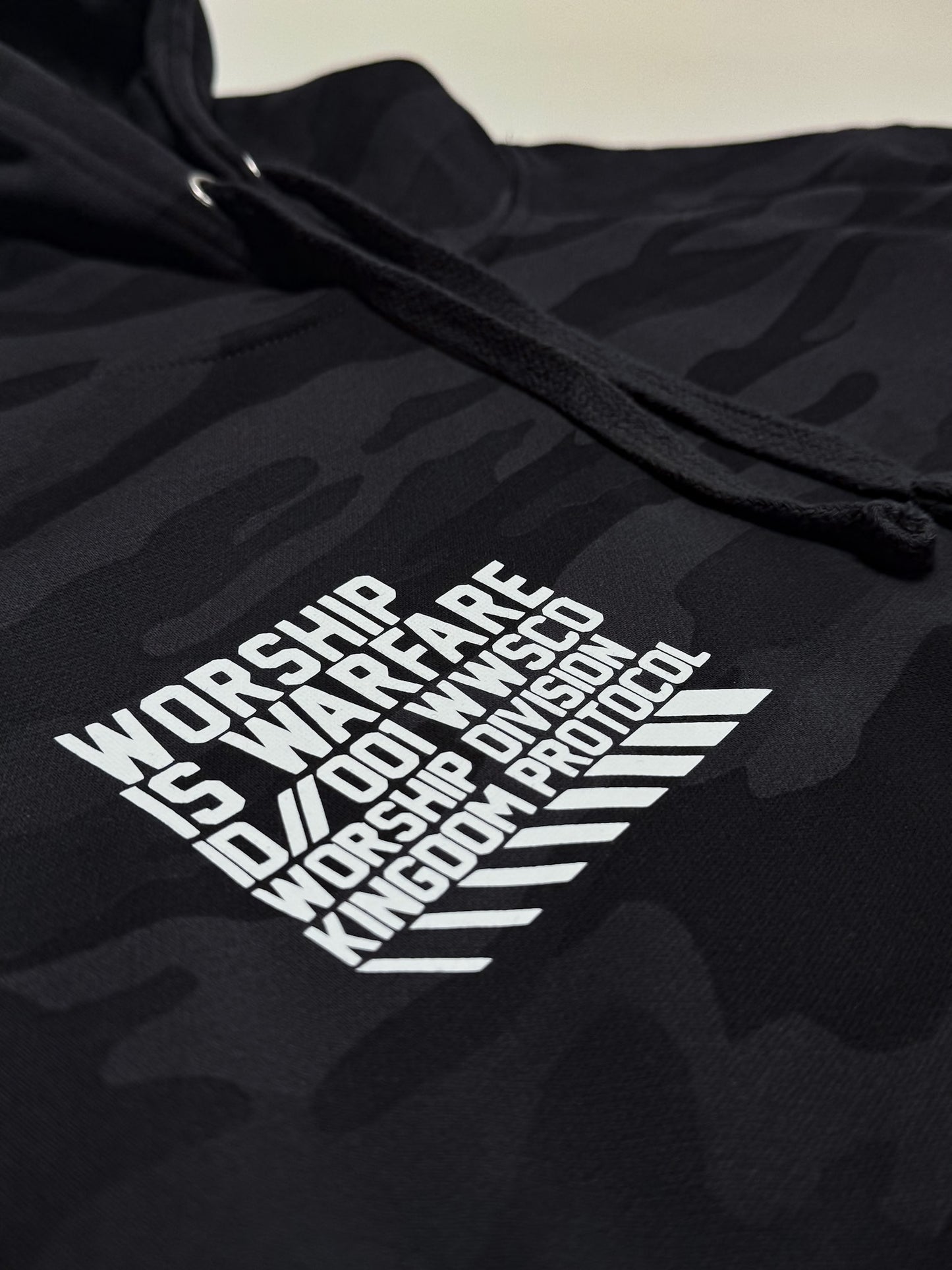 WORSHIP IS WARFARE V1 "PREMIUM" MIDNIGHT CAMO HOODIE [LIMITED]