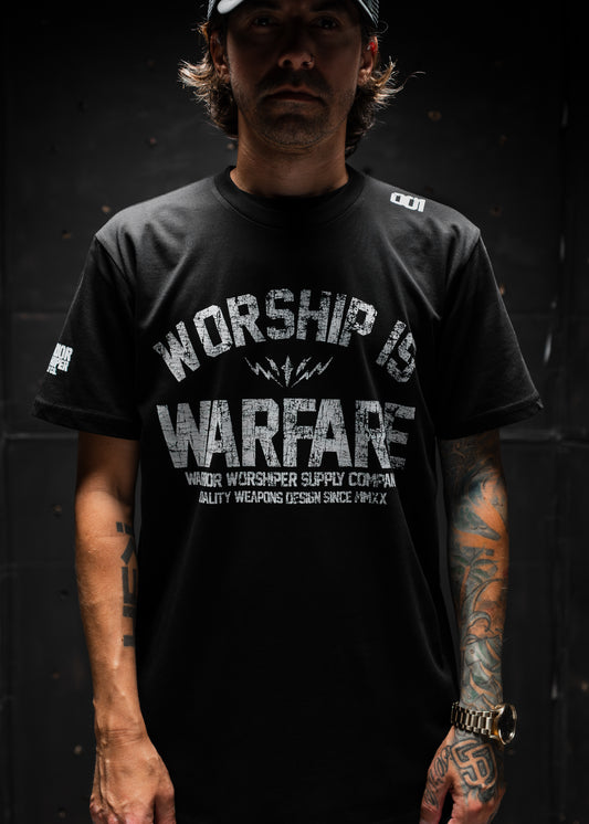 WORSHIP IS WARFARE V2 STANDARD ISSUE "PREMIUM" TEE IN BLACK