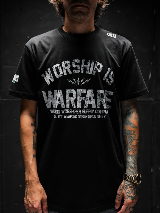 WORSHIP IS WARFARE V2 STANDARD ISSUE "PREMIUM" TEE IN BLACK