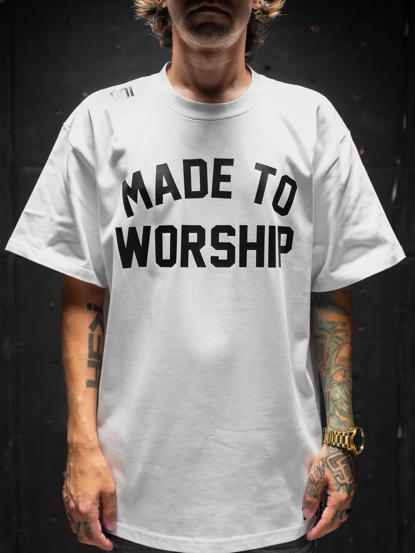 MADE TO WORSHIP "PREMIUM" HEAVY  KNIT TEE IN WHITE 8.2 oz
