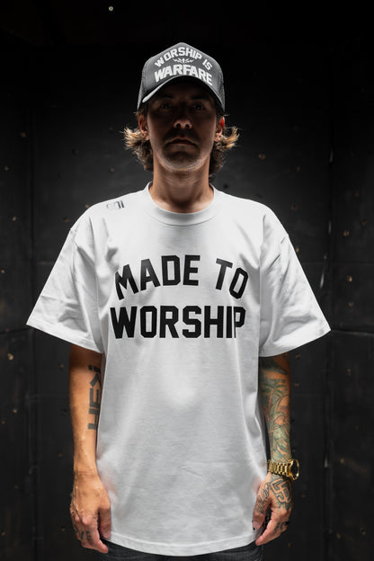 MADE TO WORSHIP "PREMIUM" HEAVY  KNIT TEE IN WHITE 8.2 oz