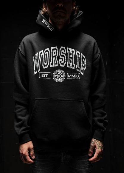 CROSSES WORSHIP DISTRESSED "PREMIUM" HOODIE IN BLACK
