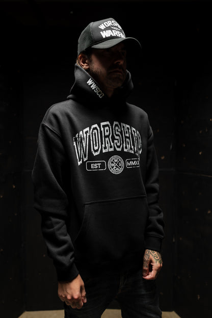 CROSSES WORSHIP DISTRESSED "PREMIUM" HOODIE IN BLACK