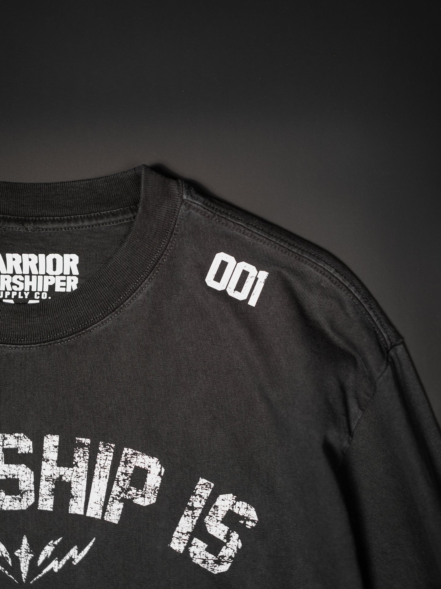 WORSHIP IS WARFARE V2 "PREMIUM" HEAVY KNIT L/S IN FADED BLACK 7.1 oz