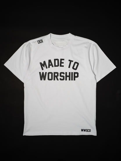 MADE TO WORSHIP "PREMIUM" HEAVY  KNIT TEE IN WHITE 8.2 oz
