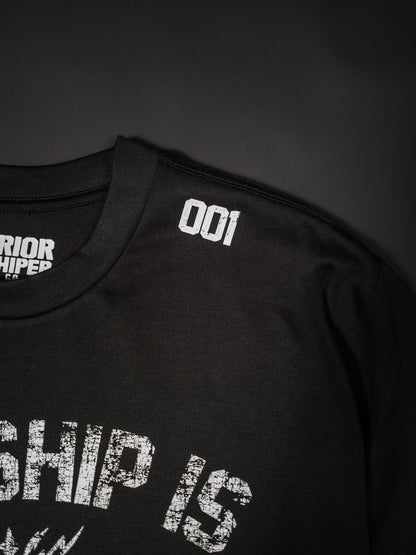 WORSHIP IS WARFARE V2 "PREMIUM" HEAVY KNIT TEE IN BLACK