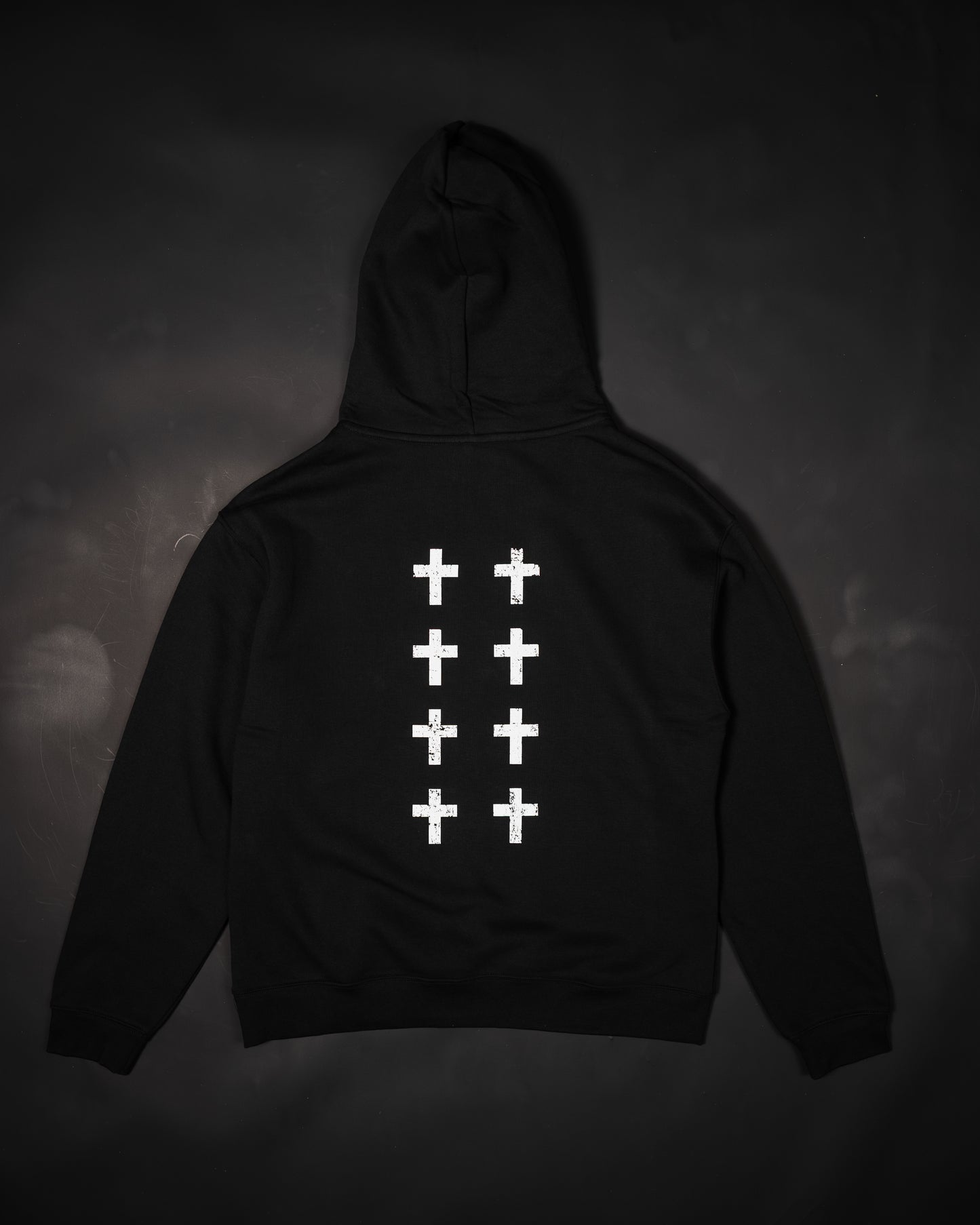 CROSSES WORSHIP DISTRESSED "PREMIUM" HOODIE IN BLACK